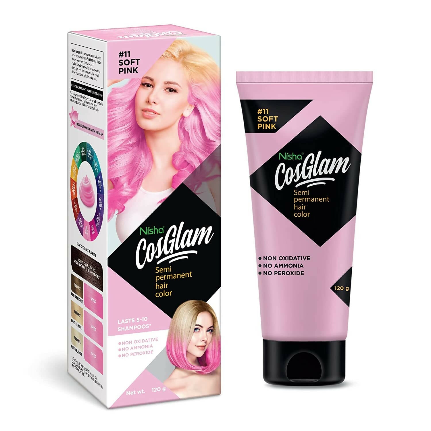 Nisha Cosglam Semi Permanent Hair Color 11 Soft Pink - Mytrendzcart