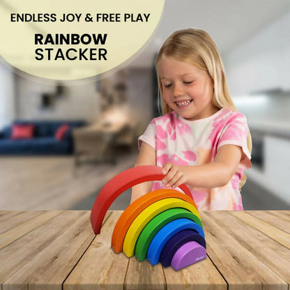 Matoyi Wooden Rainbow Stacker ? 7 Piece Colorful Stacker Mytrendzcart