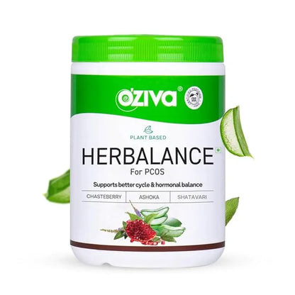OZiva Plant Based HerBalance for PCOS Supplements for Women 250g, with Myo-Inositol, ChasteBerry, Shatavari, PCOS Supplements for Women Promoting Better Cycle & Hormonal Balance - Mytrendzcart