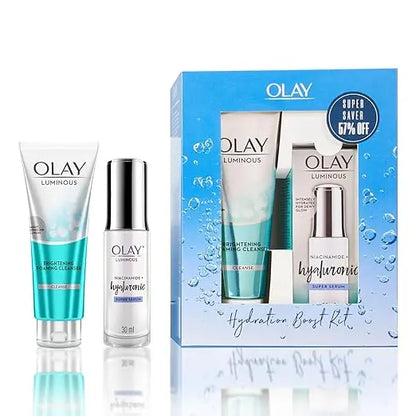 Olay Hydration Boost Kit for 2X Glow | Hyaluronic Serum with Free Cleanser l Intense Hydration | With Niacinamide l Normal, Oily, Dry & Combination Skin l Parabens & Sulphate free | Pack of 2 - Mytrendzcart