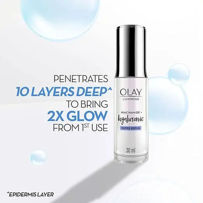 Olay Hydration Boost Kit for 2X Glow | Hyaluronic Serum with Free Cleanser l Intense Hydration | With Niacinamide l Normal, Oily, Dry & Combination Skin l Parabens & Sulphate free | Pack of 2 - Mytrendzcart