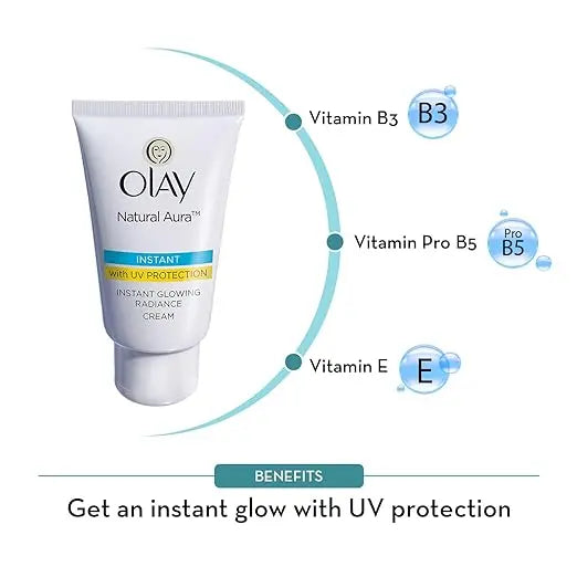Olay Natural Aura Day Cream with SPF 15 | Glowing Radiance Cream | With Niacinamide and Vitamin E | Normal, Oily, Dry, Combination Skin | 40g - Mytrendzcart