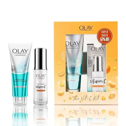 Olay Vitamin C Kit for 2X Glow | Vitamin C Serum with Free Cleanser l Even Glow and Smooth Texture | With Niacinamide l Normal, Oily, Dry & Combination Skin l Parabens & Sulphate free | Pack of 2 - Mytrendzcart
