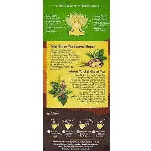 Organic India Tulsi Green Tea Lemon Ginger 25 Tea Bags - Mytrendzcart