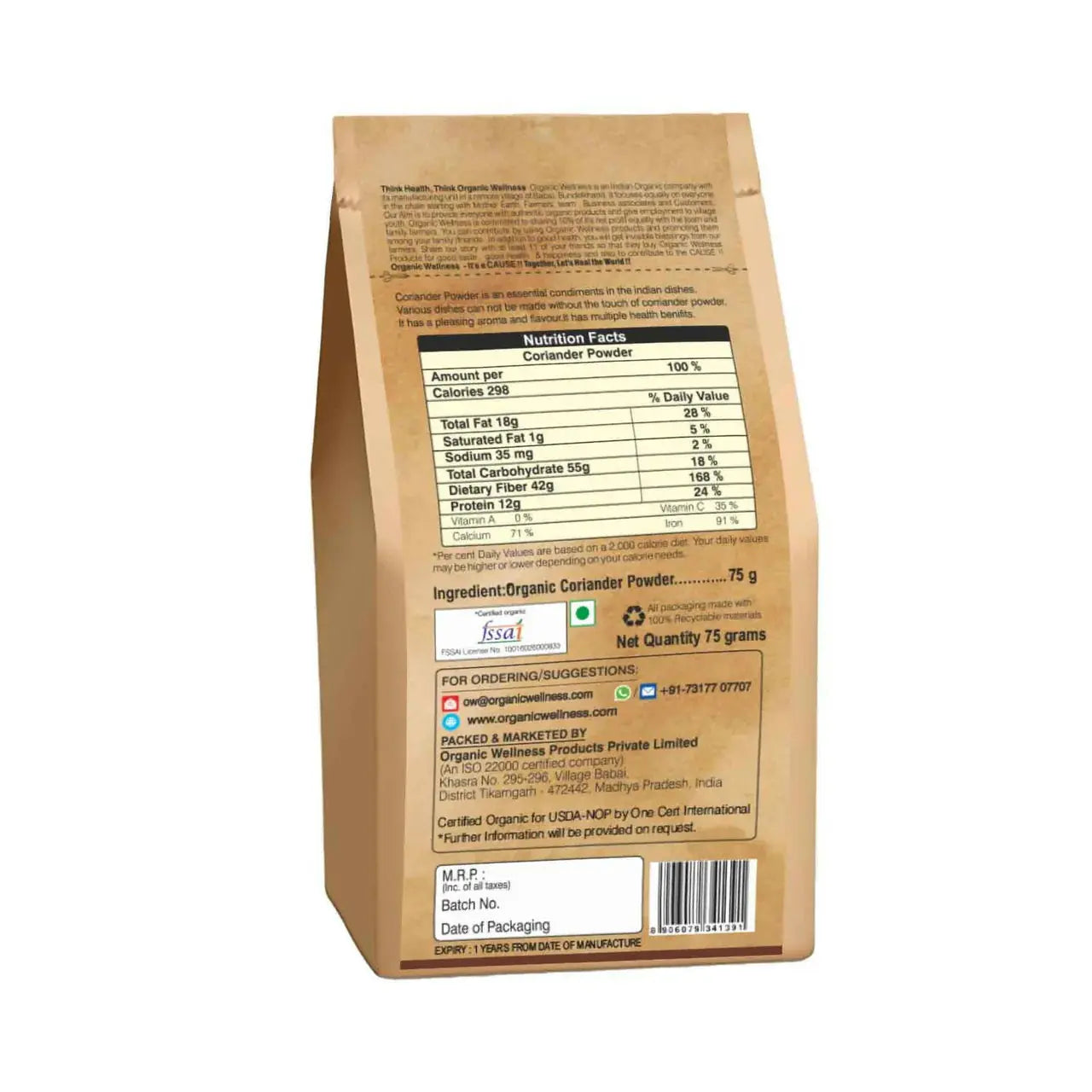 Organic Wellness Coriander Powder -75 gm - Mytrendzcart