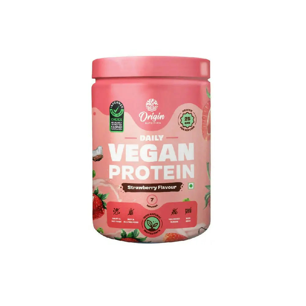 Origin Nutrition Natural Vegan Protein Strawberry Flavor Powder - Mytrendzcart