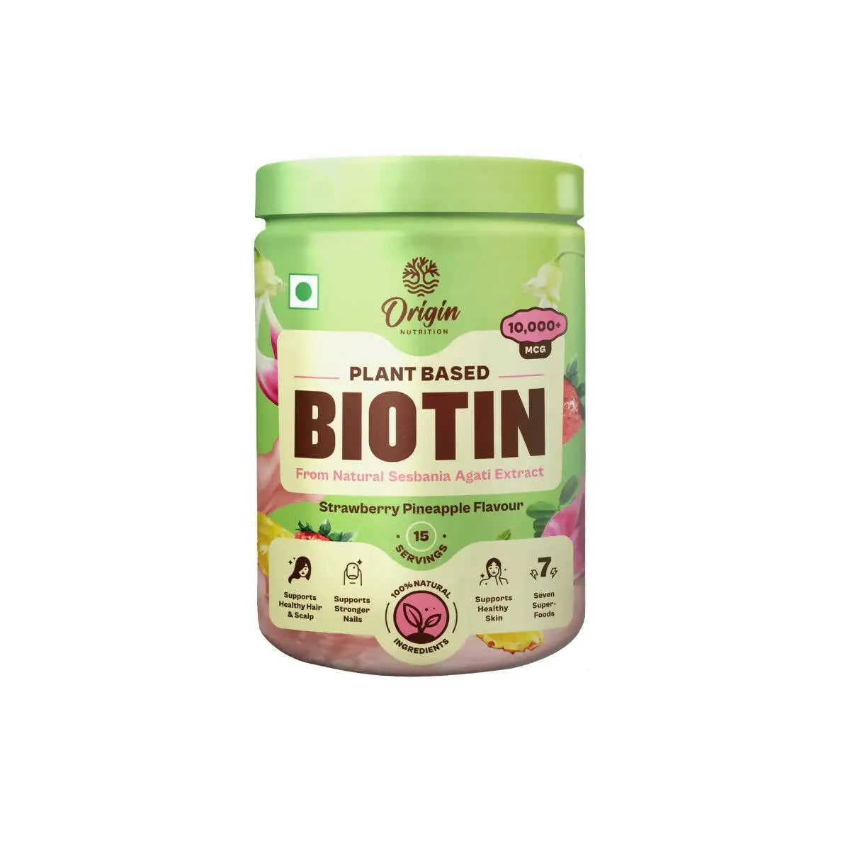 Origin Nutrition Plant Based Biotin Powder-Strawberry Pineapple Flavor - Mytrendzcart