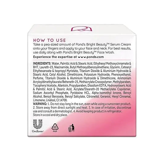 POND'S Bright Beauty SPF 15 PA ++ Day Cream 50 g, Non-Oily, Mattifying Daily Face Moisturizer - With Niacinamide to Lighten Dark Spots for Glowing Skin - Mytrendzcart