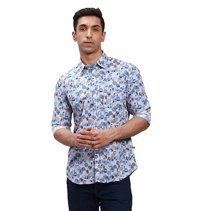 Parx Men's Cotton Blend Print Pattern Slim Fit Semi Cutaway Collar Full Sleeve Casual Shirt - Mytrendzcart