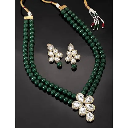 Peora Gold Plated Crystal Pearl Long Necklace with Drop Earrings Traditional Ethnic Jewellery Set for Women Girls - Mytrendzcart