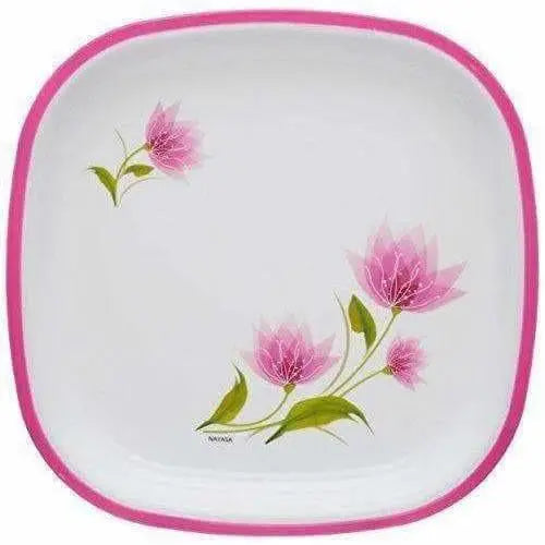 Pink Color Square Quarter Plate Set - 6 Plates Set -Pink - M.F. Square Quarter Plate Set - Mytrendzcart