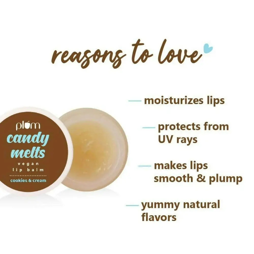 Plum Candy Melts Vegan Lip Balm Cookies & Cream -12 gm - Mytrendzcart