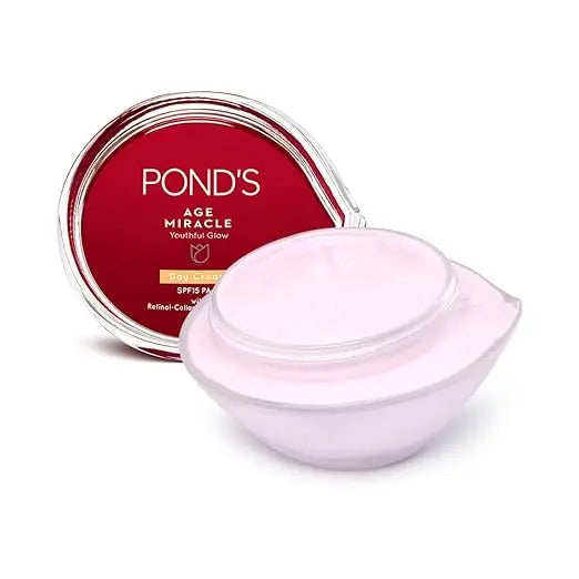 Pond's Age Miracle Youthful Glow Day Cream with SPF 15 PA++, Anti-Ageing Cream, With 10% Retinol-Collagen B3 Complex, Reduce Fine Lines & Combat Sagging Skin, 50g - Mytrendzcart