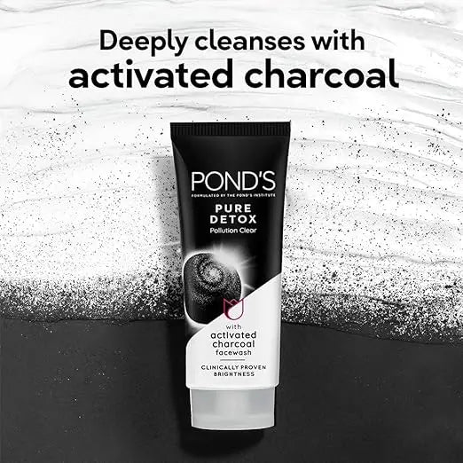 Pond’s Pure Detox, Facewash, 200g, for Fresh, Glowing Skin, with Activated Charcoal, Daily Exfoliating & Brightening Cleanser, Pollution Clear Face Wash - Mytrendzcart
