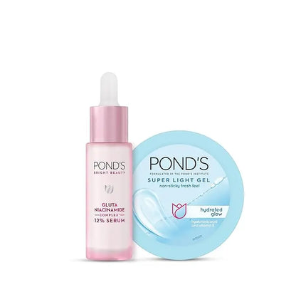 Ponds Hydration + Brightening Combo, With Hyaluronic Acid and Niacinamide, For Men and Women, 28ml+200g - Mytrendzcart