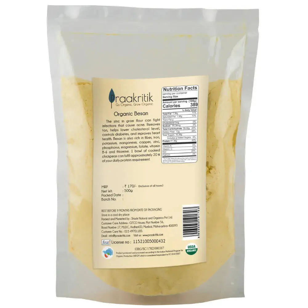 Praakritik Organic Besan -500 gm - Mytrendzcart