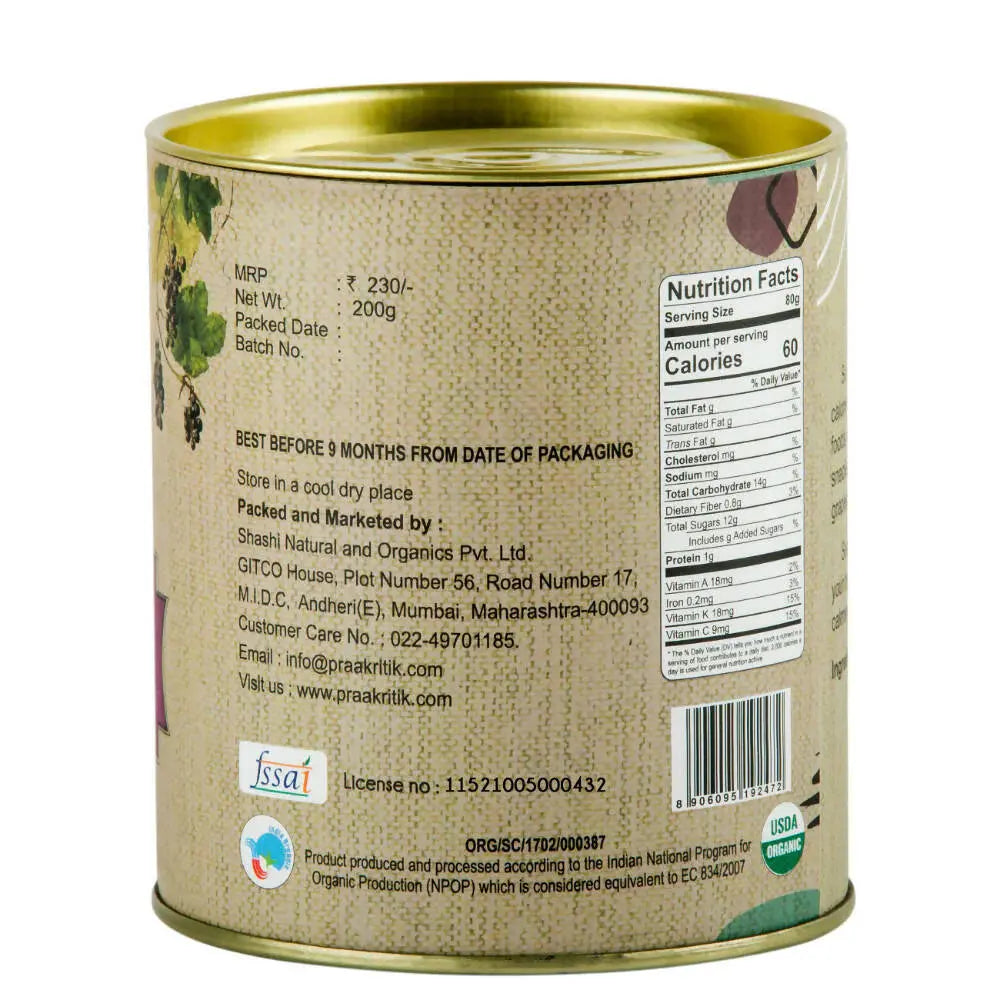 Praakritik Organic Black Raisins -200 gm - Mytrendzcart