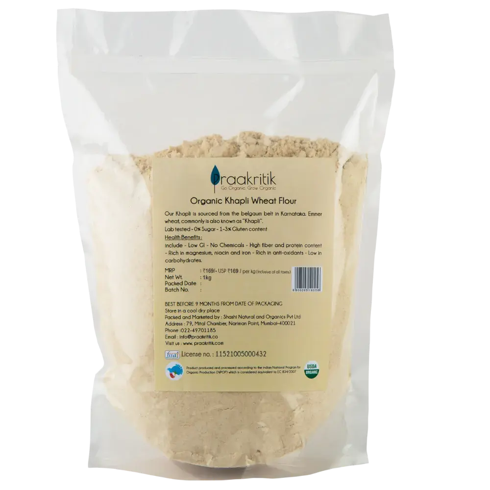 Praakritik Organic Khapli Wheat Atta -1 kg - Mytrendzcart