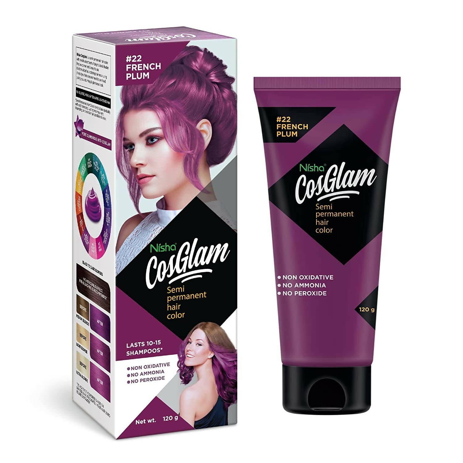 Nisha Cosglam Semi Permanent Hair Color 22 French Plum - Mytrendzcart