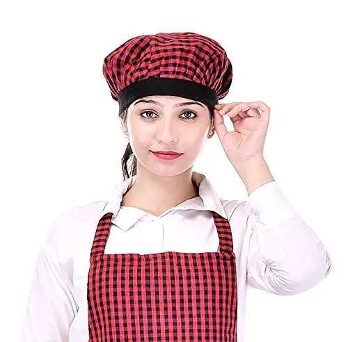 Red And Black Apron With Cap - Mytrendzcart