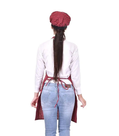 Red And Black Apron With Cap - Mytrendzcart