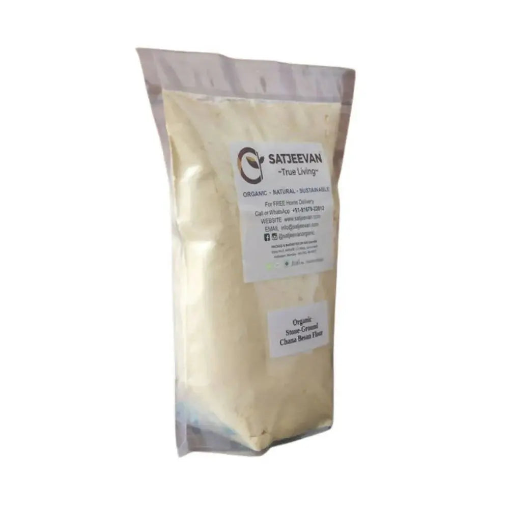 Satjeevan Organic Stone-Ground Chana Besan Flour -500 gm - Mytrendzcart