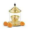 Shubhkart Nitya Akhand Jyot Aaradhya Brass Pooja Diya for Puja & Religious Rituals with Borosilicate Glass Cover for Home,Office & Temple | Traditional Gifting (6.8 Inch Height) - 251Gms - Mytrendzcart