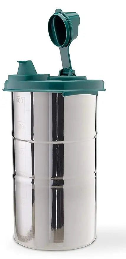 SignoraWare 650 ML Easy Flow Stainless Steel Oil Dispenser Bottle with Lid and Cap | Air-Tight Spill-Proof | Food Grade Pourer Drizzler (Forest Green, Set of 1 | 650ml) - Mytrendzcart