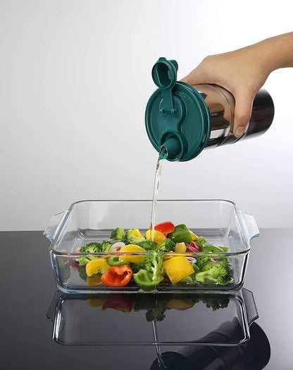 SignoraWare 650 ML Easy Flow Stainless Steel Oil Dispenser Bottle with Lid and Cap | Air-Tight Spill-Proof | Food Grade Pourer Drizzler (Forest Green, Set of 1 | 650ml) - Mytrendzcart