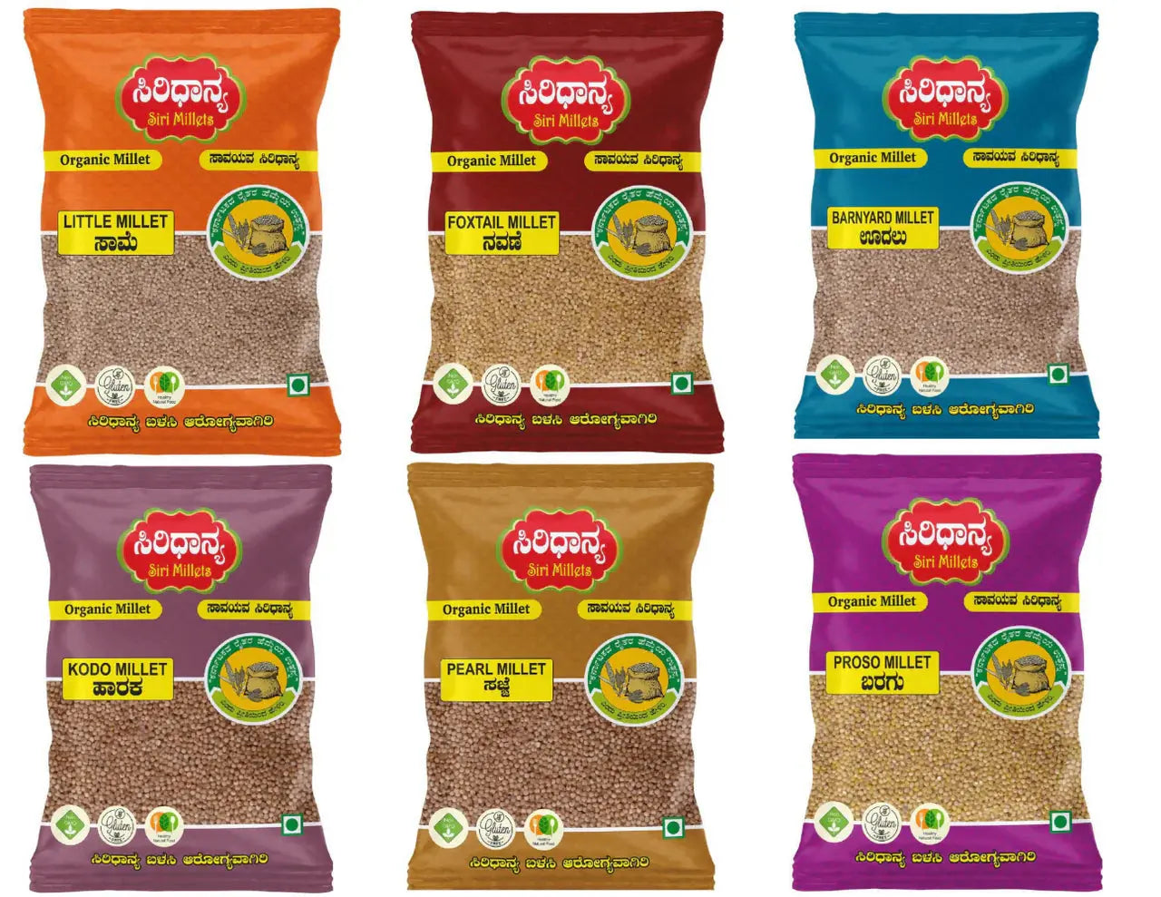 Siri Millets Grains Combo Pack (Little Millet, Foxtail Millet, Barnyard Millet, Kodo Millet, Pearl Millet, Proso Millet) -Combo - Mytrendzcart