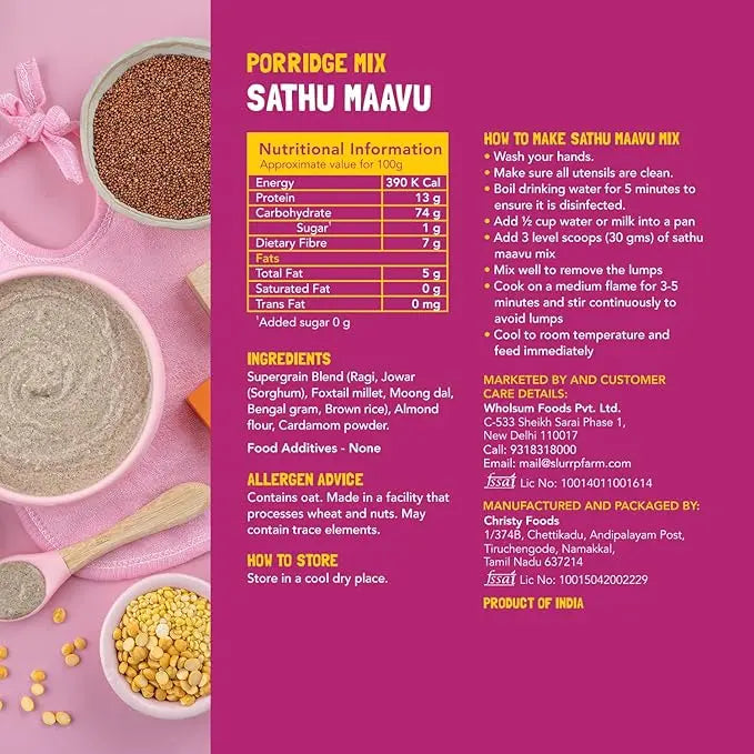 Slurrp Farm Ragi Trial Pack Combo, No Sugar No Salt, Rich in Calcium, Easy for Digestion, 50g each (Pack of 4) - Mytrendzcart