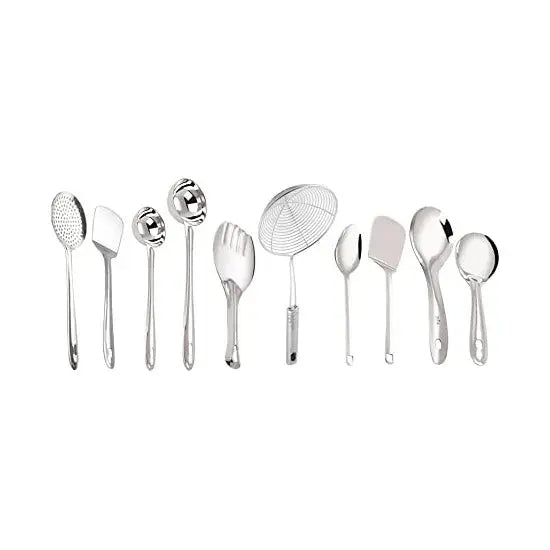 Stainless Steel Cooking and Serving Spoon - Set of 10 - Mytrendzcart