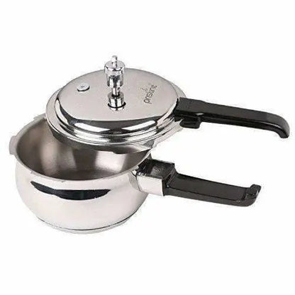 Stainless Steel Handi Pressure Cooker, Silver - 2.5 Litres - Mytrendzcart