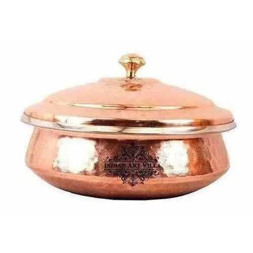 Steel Copper Handi Bowl With Lid - Mytrendzcart