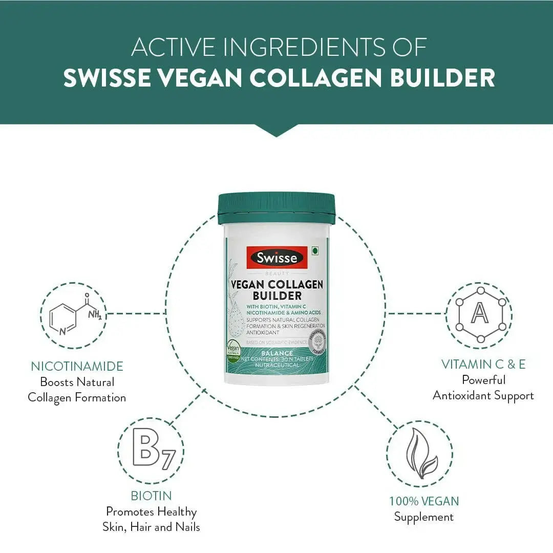 Swisse Vegan Collagen Builder with Biotin & Vitamin C -30 tabs - Mytrendzcart