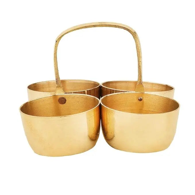 TORPPEZA 100% Pure Brass Chopda Chandan Roli Chopda, Chawal-Akshat-Haldi, Prashad, Kumkum Box Chopda for Gift and Pooja Decorative Purpose Item (Size - 3.3 in) - Mytrendzcart
