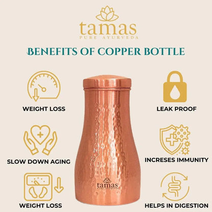 Tamas Hammered Bedroom Copper Water Jar -900 ml - Mytrendzcart