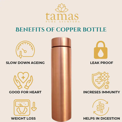 Tamas Jelly Plain Copper Water Bottle -1000 ml - Mytrendzcart