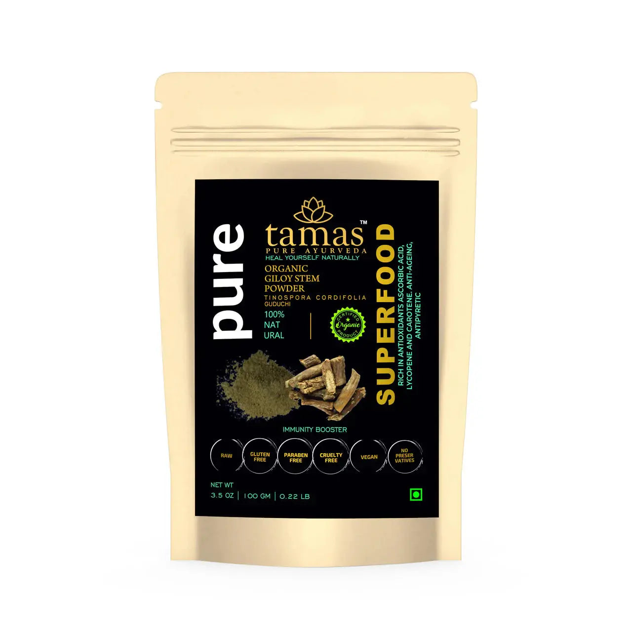 Tamas Pure Ayurveda Superfood Organic Giloy Stem Powder -100 gm - Mytrendzcart