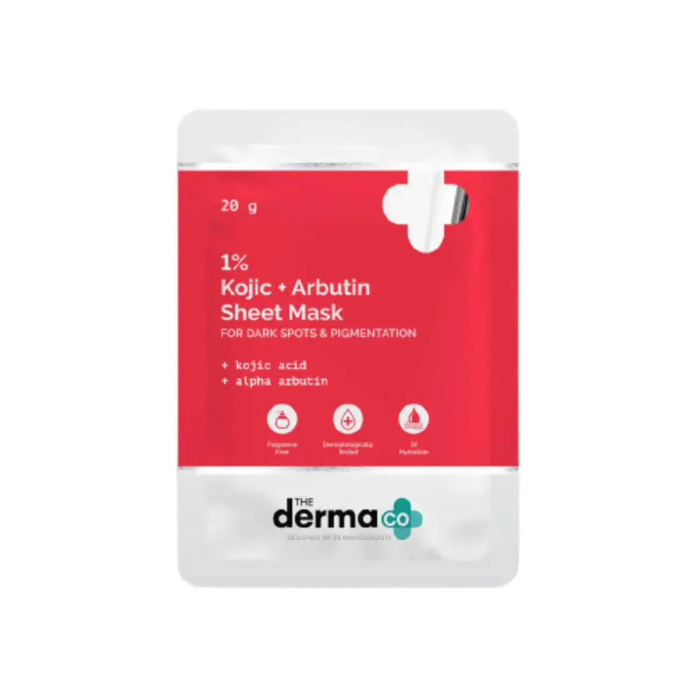 The Derma Co 1% Kojic + Arbutin Sheet Mask -20 gm - Mytrendzcart