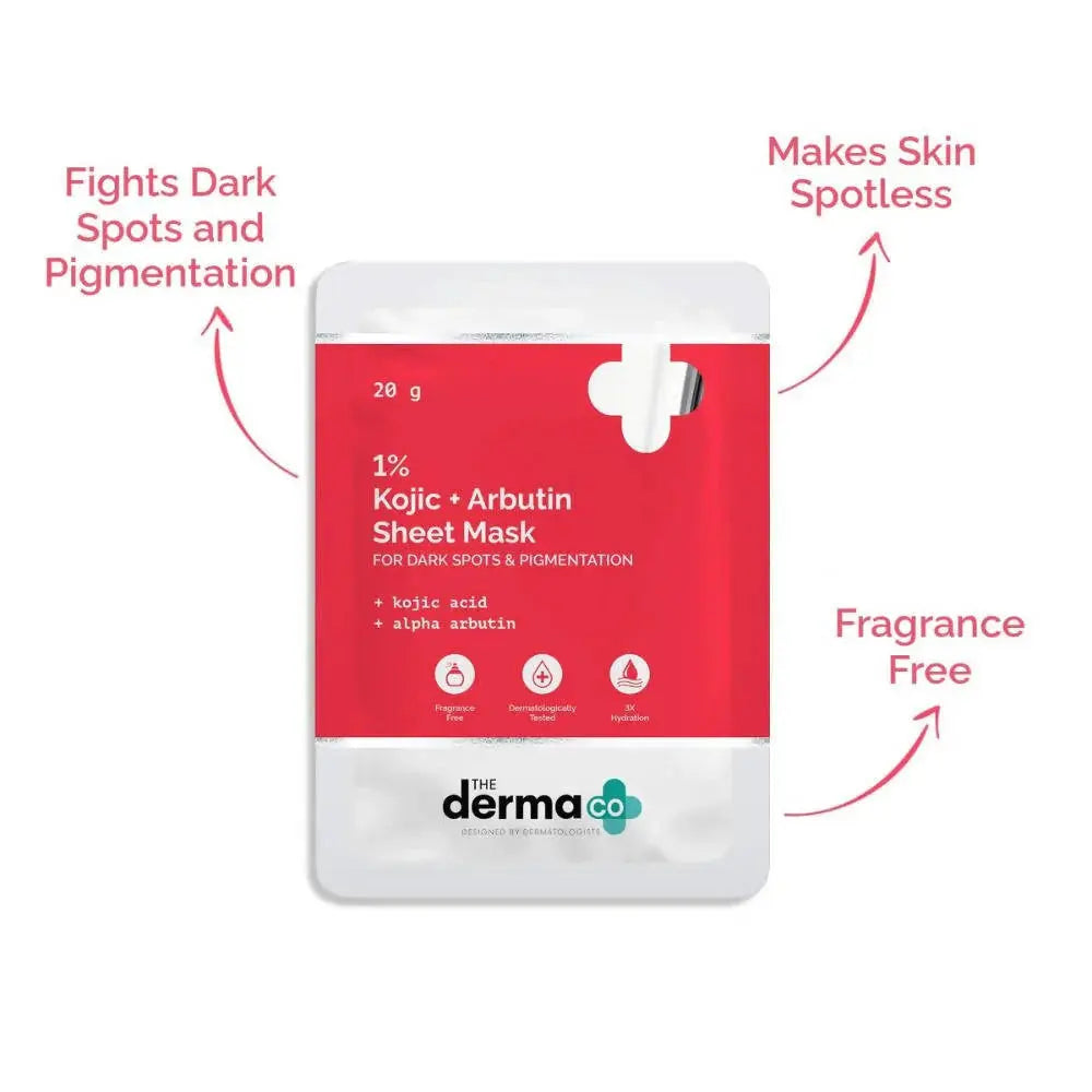 The Derma Co 1% Kojic + Arbutin Sheet Mask -20 gm - Mytrendzcart