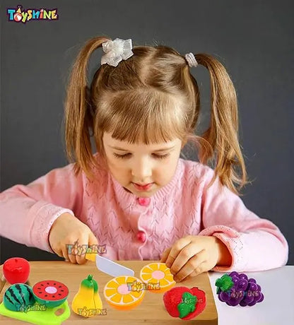 Toyshine Realistic Sliceable 7 Pcs Fruits Cutting Play Toy Set, Can Be Cut in 2 Parts, Assorted - Mytrendzcart