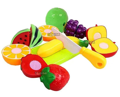 Toyshine Realistic Sliceable 7 Pcs Fruits Cutting Play Toy Set, Can Be Cut in 2 Parts, Assorted - Mytrendzcart