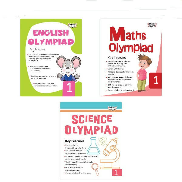 Scholars Insights Olympiad English, Maths and Science Workbooks Set Grade 1| Set of 3| Ages 6 - 8 Year - Mytrendzcart