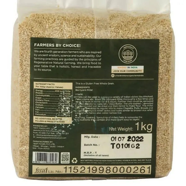 Two Brothers Organic Farms Barnyard Millets -1 kg - Mytrendzcart