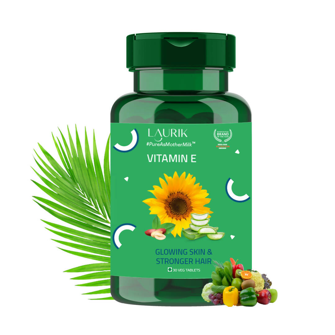 Laurik Plant Based Natural Vit-E Tablets For Glowing Skin & Health Care With Sunflower Oil, Aloe Vera Oil & Argan Oil - Mytrendzcart