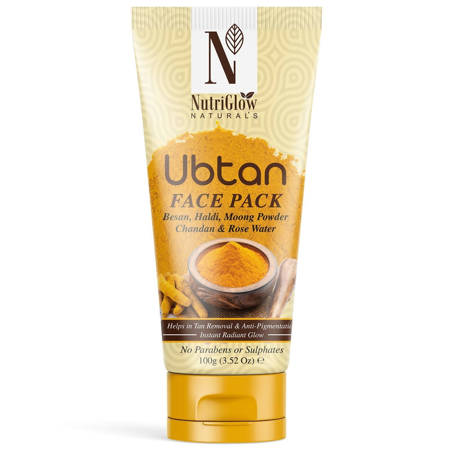 NutriGlow NATURAL'S Ubtan Face & Body Pack with Haldi & Chandan - Mytrendzcart