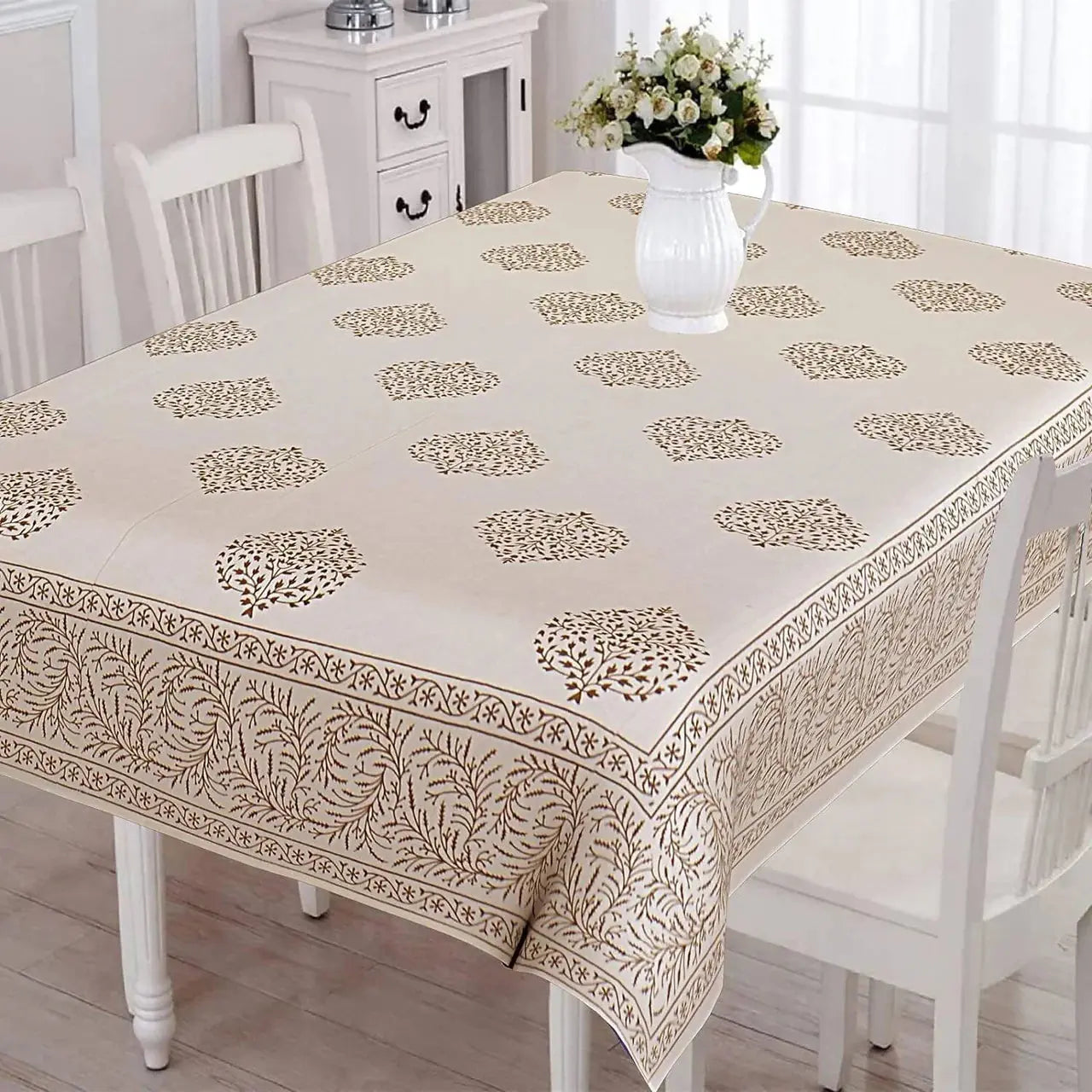 Urbano Homz Table Cloth for 6 Seater Dining Table - Cream - Mytrendzcart