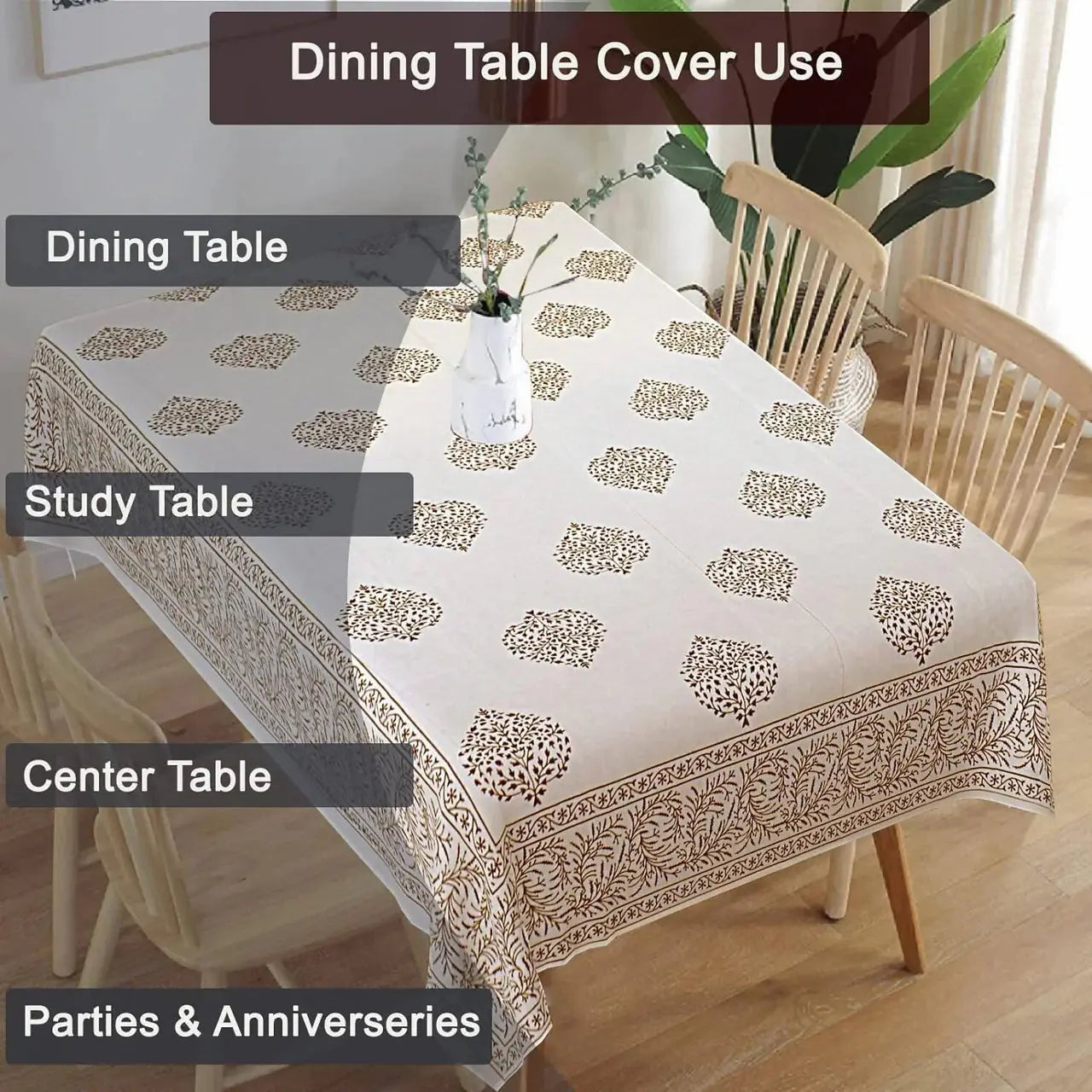 Urbano Homz Table Cloth for 6 Seater Dining Table - Cream - Mytrendzcart