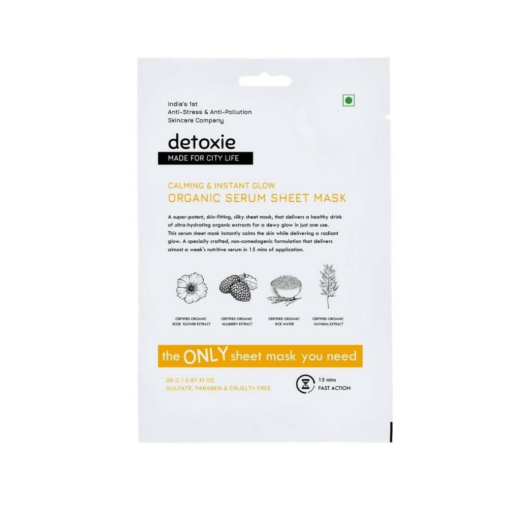 Detoxie Calming & Instant Glow Organic Serum Sheet Mask - Mytrendzcart